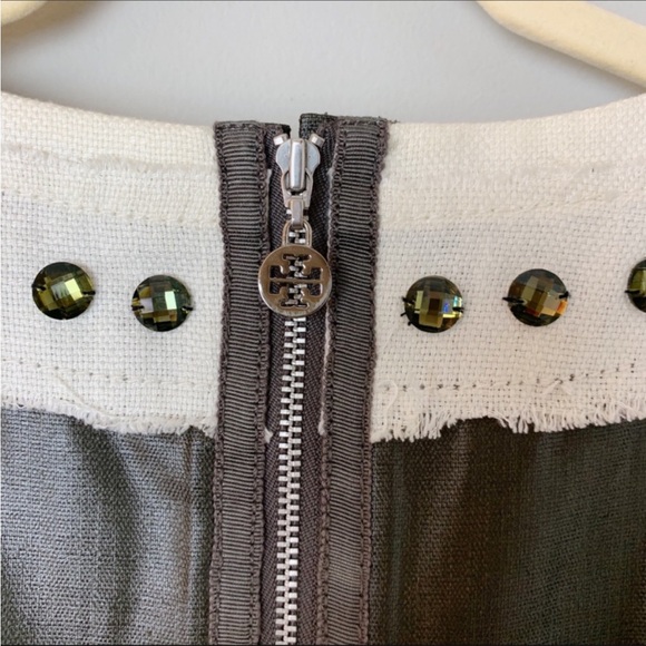 TORY BURCH THILA BEADED DRESS FITTED SILHOUETTE LUXE GRAY HUE SIZE 4 - Picture 8 of 9